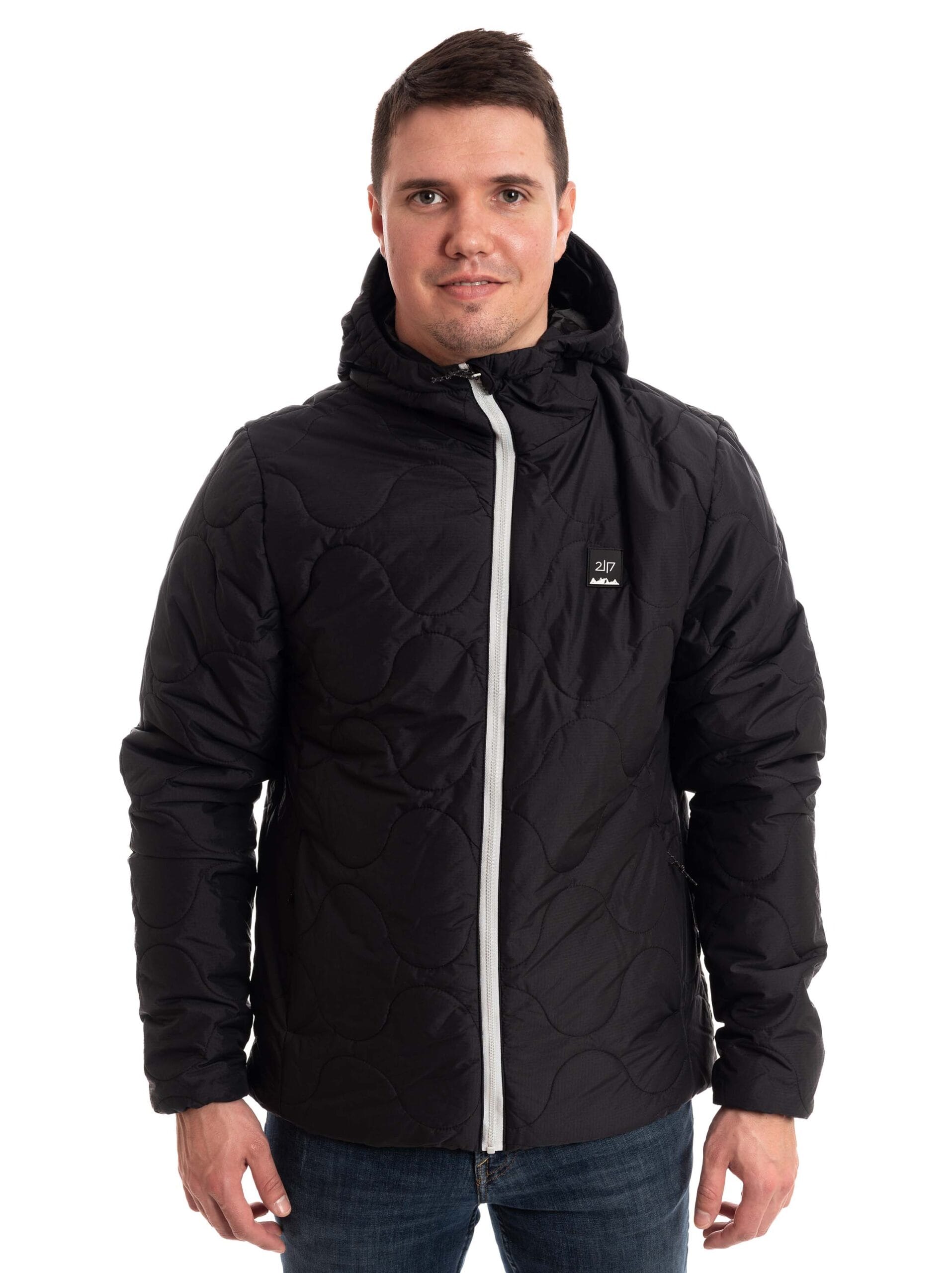 man wearing black light padded jacket 1