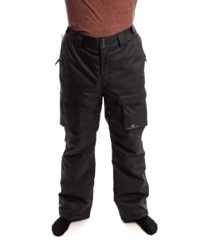 man wearing black light padded ski pants 1