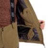 man wearing gold brown light padded ski jacket inside pocket 1