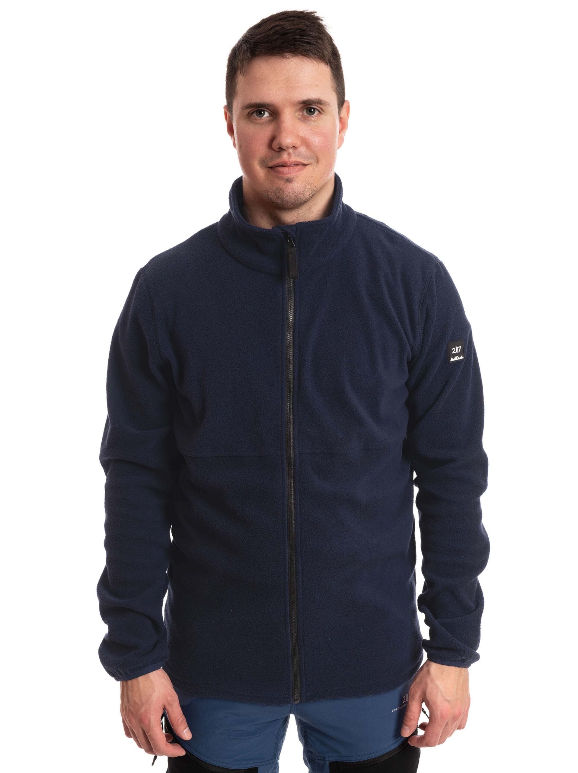 man wearing navy micro fleece jacket 1 1