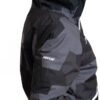 woman wearing black camo light padded ski jacket recco