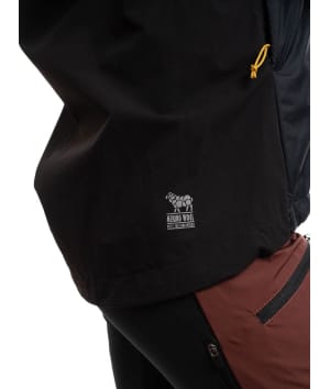 woman wearing black hybrid jacket wool