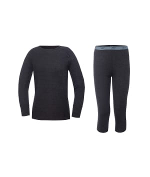 2117 7253911 pauki merino polyester women underwear baselayer set three quarter pants top grey