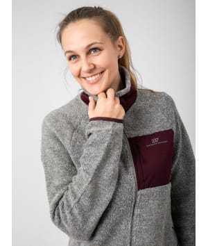 2117 7914925 women skord wool pile jacket grey melange front